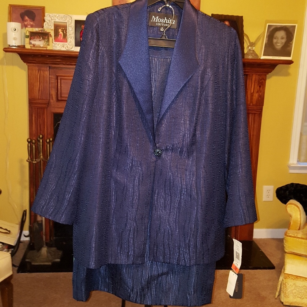 3 Piece Navy Suit by Moshita